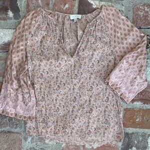 Gorgeous Mauve cotton embroidered Top Lucky Brand S